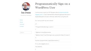 
                            4. Programmatically Sign-on a WordPress User – Ian Dunn