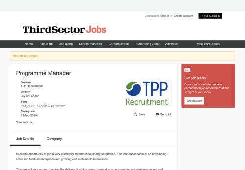 
                            11. Programme Manager job with TPP Recruitment | 433838