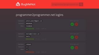 
                            5. programmer2programmer.net passwords - BugMeNot