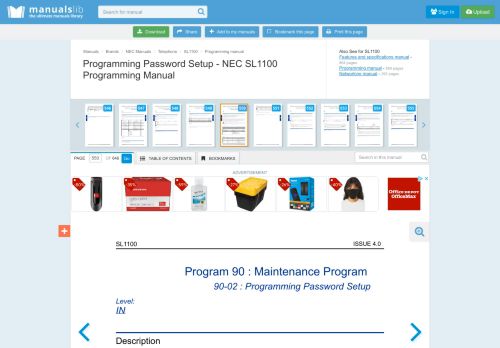 
                            3. Programming Password Setup - Nec SL1100 Programming Manual ...