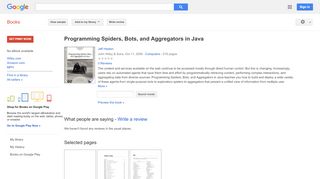 
                            9. Programming Spiders, Bots, and Aggregators in Java - Keputusan Buku Google