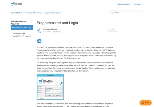 
                            2. Programmstart und Login – Waldhart Software