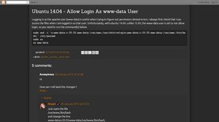 
                            8. Programster: Ubuntu 14.04 - Allow Login As www-data User