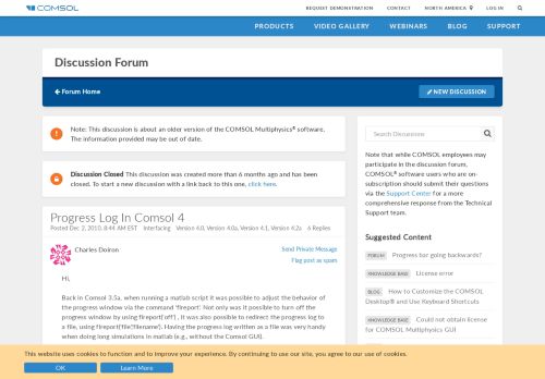 
                            3. Progress log in Comsol 4