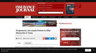 
                            10. Progressive, Asi Lloyds Partner to Offer Discounts in Texas