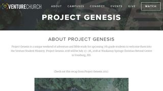 
                            10. Project Genesis — Venture Church