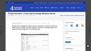 
                            10. Project Honolulu – A new way to manage Windows Server – 4sysops