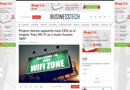 
                            11. Project Isizwe appoints new CEO as it targets 'free Wi-Fi as a basic ...