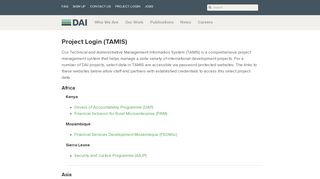 
                            5. Project Login (TAMIS) · DAI: International Development