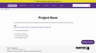 
                            9. Project Muse | Hunter College Libraries
