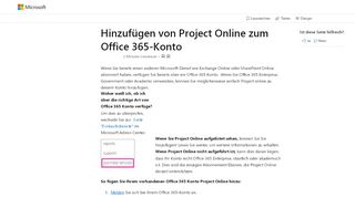 
                            6. Project Online zu Ihrem Office 365-Konto hinzufügen | Microsoft Docs