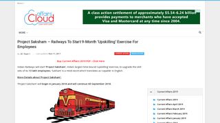 
                            12. Project Saksham - Railways to start 9-month 'upskilling' exercise for ...