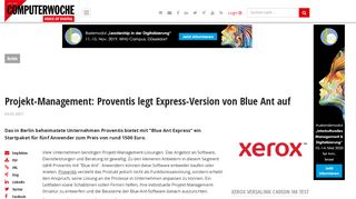 
                            13. Projekt-Management: Proventis legt Express-Version von Blue Ant auf ...