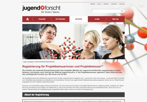 
                            6. Projektbetreuer-Registrierung - Stiftung Jugend forscht e. V.