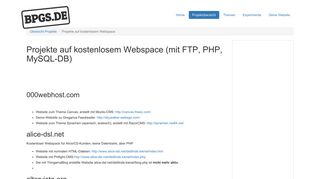 
                            9. Projekte auf kostenlosem Webspace (mit FTP, PHP, MySQL-DB)