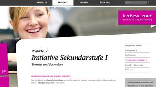 
                            3. Projekte / Initiative Sekundarstufe I Termine und Formulare - KoBra.net