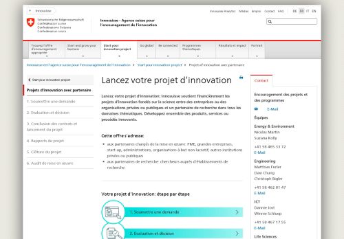 
                            1. Projets d'innovation - Innosuisse