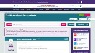 
                            10. Prolific Academic Survey Alerts - MoneySavingExpert.com Forums