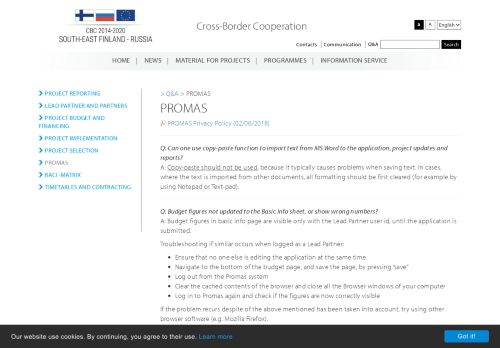 
                            7. PROMAS – South-East Finland-Russia CBC