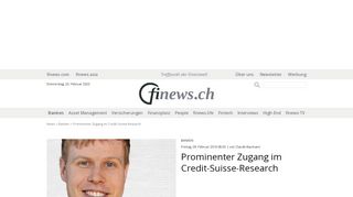 
                            10. Prominenter Zugang im Credit-Suisse-Research - Finews