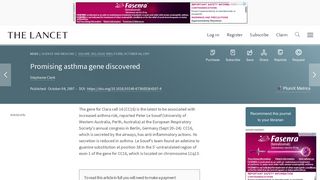 
                            10. Promising asthma gene discovered - The Lancet