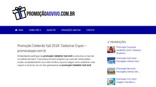 
                            4. PROMOÇÃO CALDEIRÃO YPÊ 2018 CADASTRAR Cupon ...