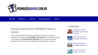 
                            6. PROMOÇÃO COCA COLA 2019 → INSCRIÇÕES, Prêmios e Cadastro