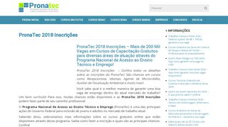 
                            9. PronaTec 2018 Inscrições - Mais de 200 Mil Vagas | Portal do MEC