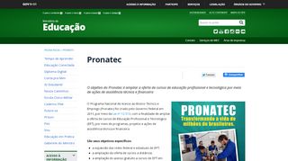 
                            9. Pronatec - Ministério da Educação - Portal do MEC