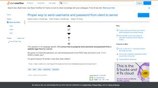 
                            1. Proper way to send username and password from client to server ...