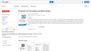 
                            11. Properties of Perovskites and Other Oxides