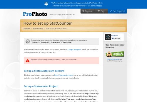 
                            13. ProPhoto Blogs Support Tutorial - How to set up StatCounter