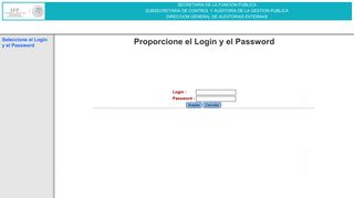 
                            3. Proporcione el Login y el Password