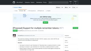 
                            9. [Proposal] Support for multiple remember tokens · Issue #971 · laravel ...