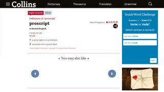 
                            10. Proscript definition and meaning | Collins English Dictionary