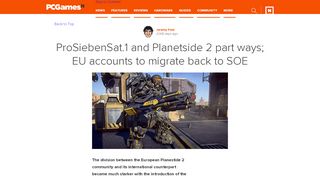 
                            6. ProSiebenSat.1 and Planetside 2 part ways; EU accounts to migrate ...