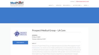 
                            5. Prospect Medical Group – LA Care - MedPOINT Management