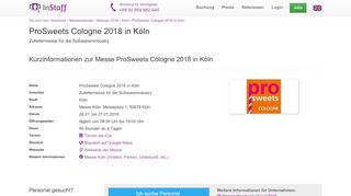 
                            13. ProSweets Cologne 2018 in Köln - Messe Information - InStaff
