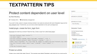 
                            4. Protect content dependent on user level | Textpattern Tips