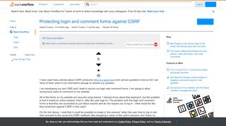 
                            8. Protecting login and comment forms against CSRF - Stack Overflow