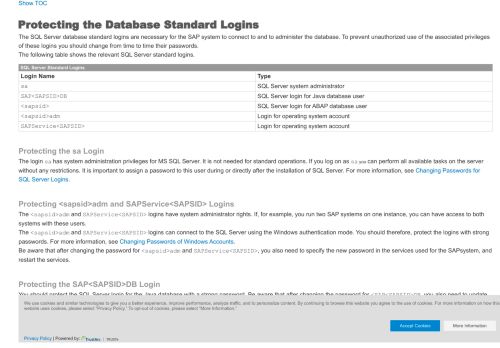 
                            6. Protecting the Database Standard Logins (SAP Library - Microsoft SQL ...