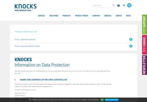 
                            13. Protection of Data Privacy (EN) - KNOCKS Fluid-Technik GmbH