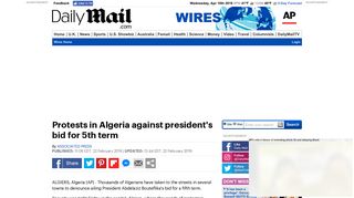 
                            9. Protests in Algeria against president's bid for 5th term | Daily Mail Online