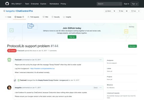 
                            7. ProtocolLib support problem · Issue #144 · kangarko/ChatControl-Pro ...