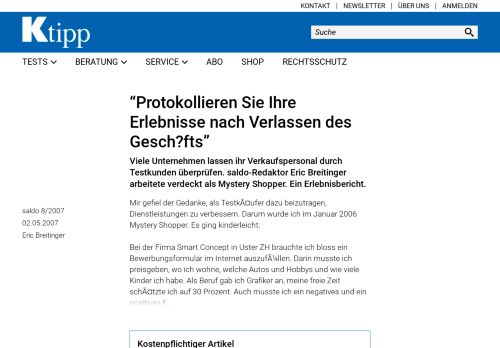 
                            7. Protokollieren Sie Ihre Erlebnisse nach Verlassen des Gesch?fts - Ktipp