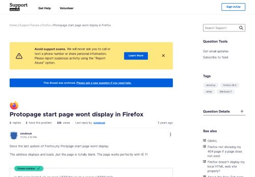 
                            11. Protopage start page wont display in Firefox | Firefox Support Forum ...