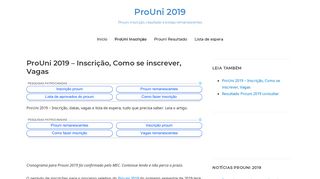 
                            11. ProUni 2019 – Inscrição, Como se inscrever, Vagas