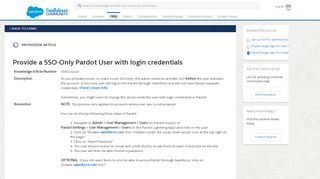 
                            8. Provide a SSO-Only Pardot User with login credentials
