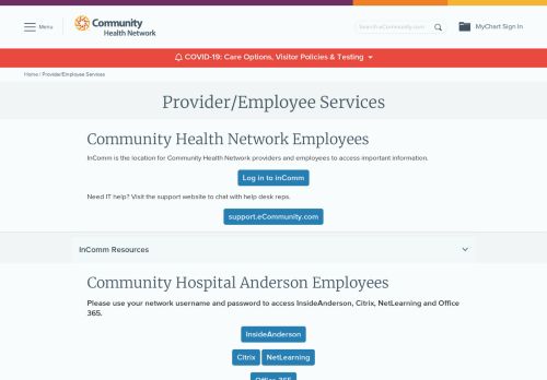 
                            13. Provider/Employee Login - Community Health Network