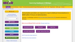 
                            7. Providers | mcir.org